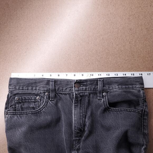 Levis Premium Loose Straight Jeans Women 28 Black Cropped Frayed Hem Retro Boho - Picture 4 of 13